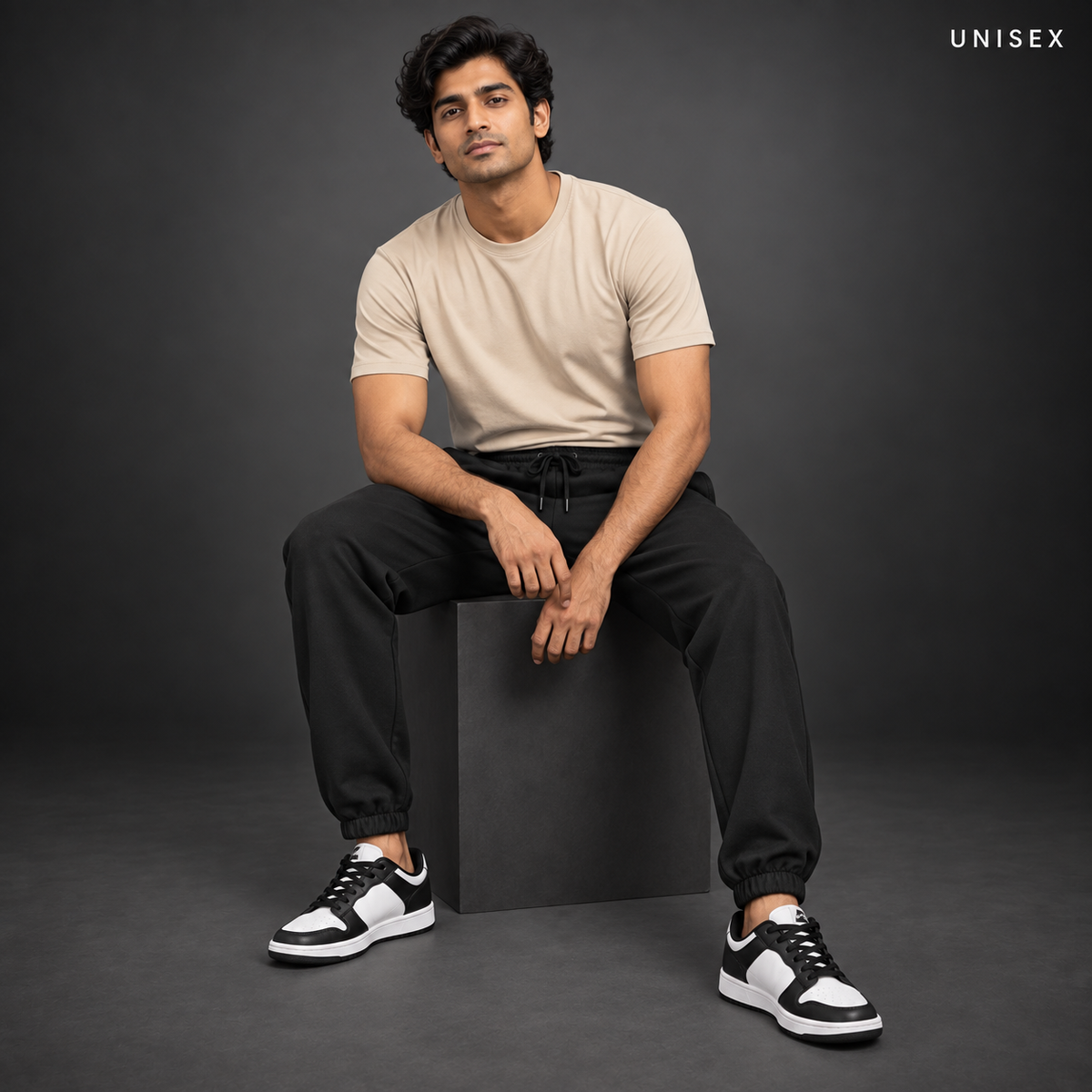 Unisex Premium Black Regular-Fit Sports Lower with Drawstring