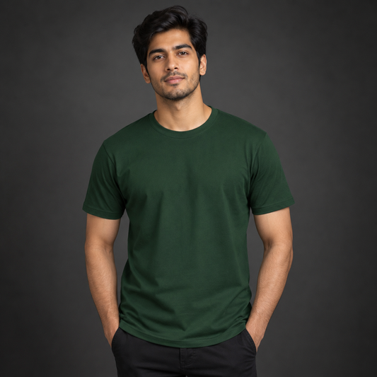 Men’s Premium Green Regular-Fit Round Neck T-Shirt