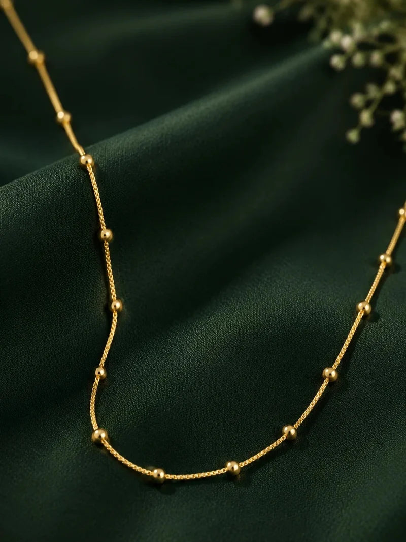 Gold-Tone Artificial Beaded Chain Necklace