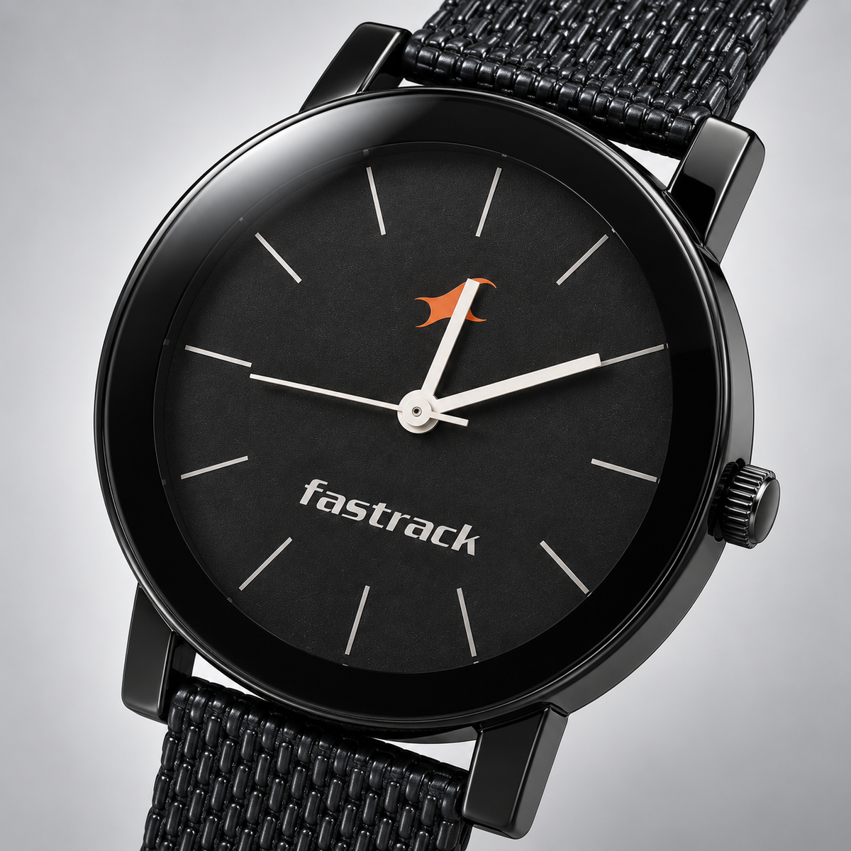 Black Analog Watch with Textured Strap | Free Delivery