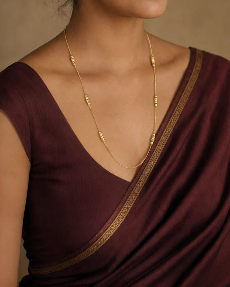 Gold-Tone Artificial Chain Necklace with Bead Design