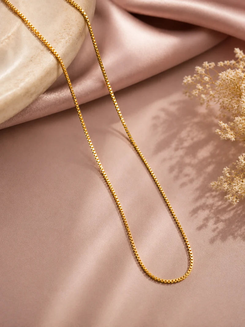 Gold-Tone Artificial Slim Chain Necklace