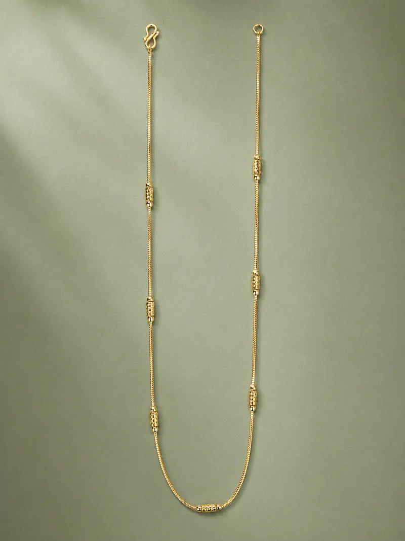 Gold-Tone Artificial Chain Necklace with Bead Design