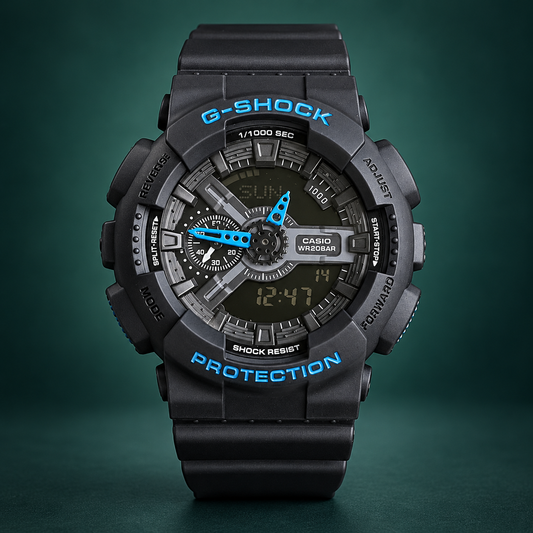 Black & Blue Analog-Digital Sports Style Watch
