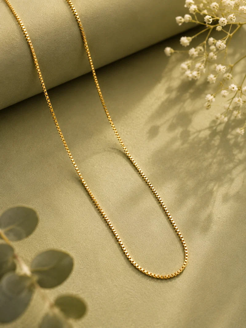 Gold-Tone Artificial Slim Chain Necklace