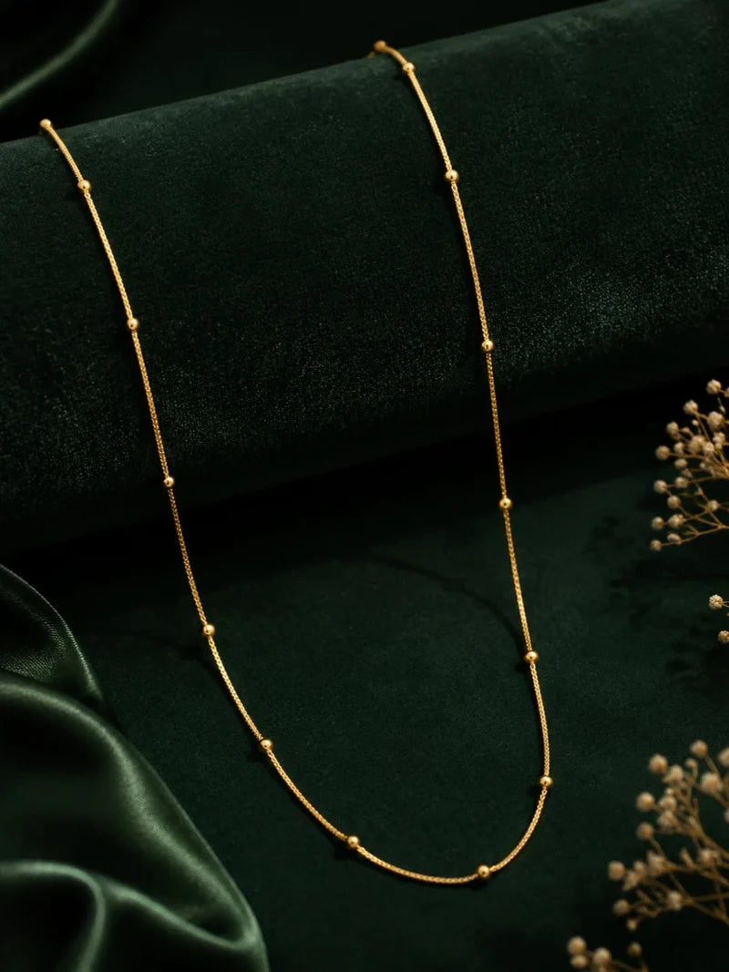 Gold-Tone Artificial Beaded Chain Necklace