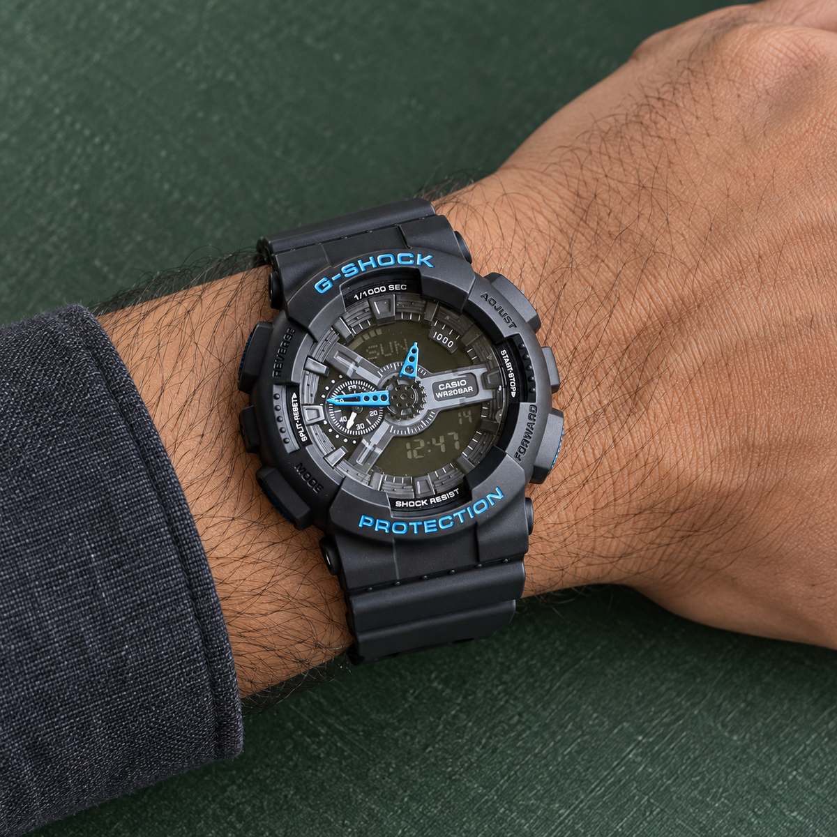 Black & Blue Analog-Digital Sports Style Watch