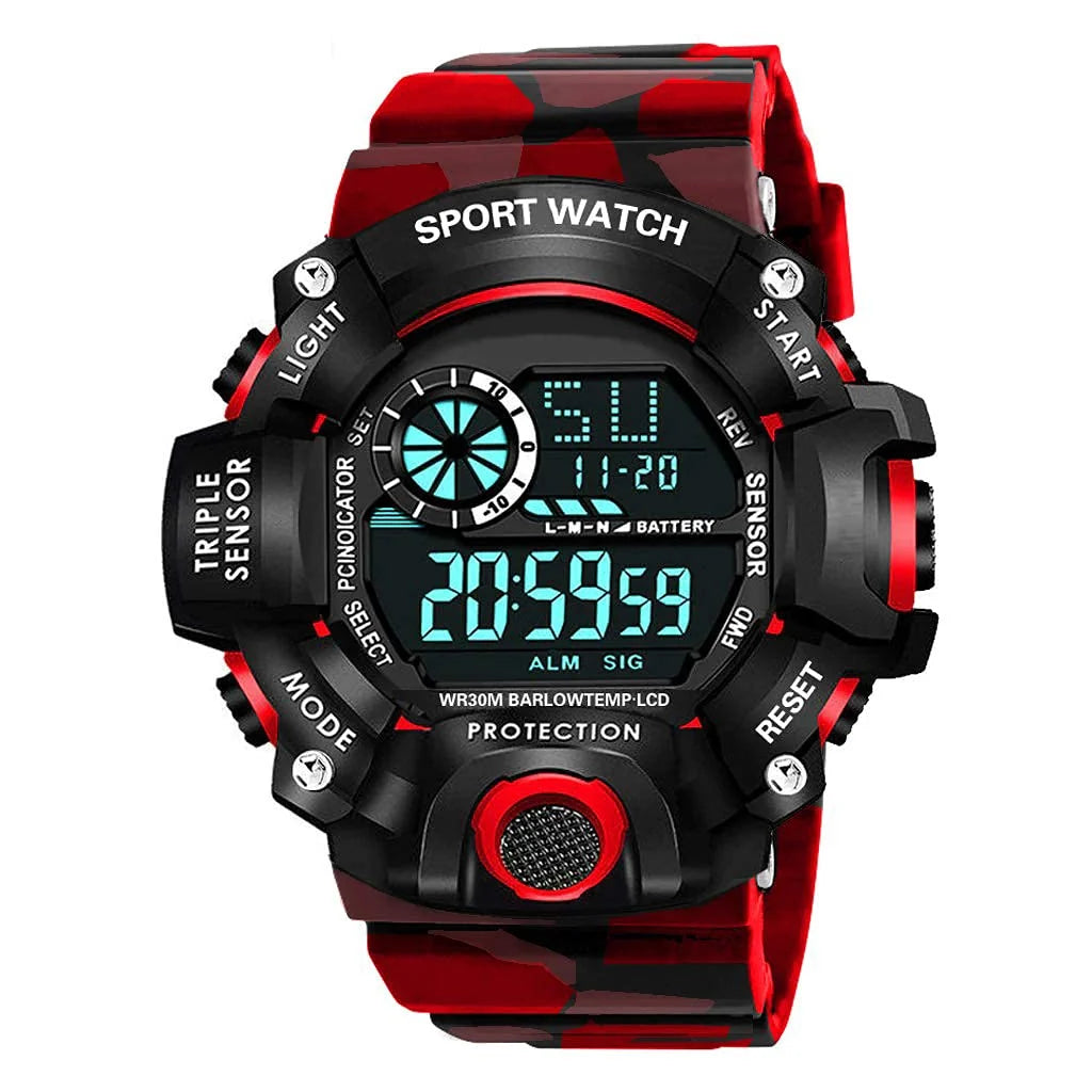 Blue Camo Digital Sports Watch with Black Case For Kids | Multi Colors