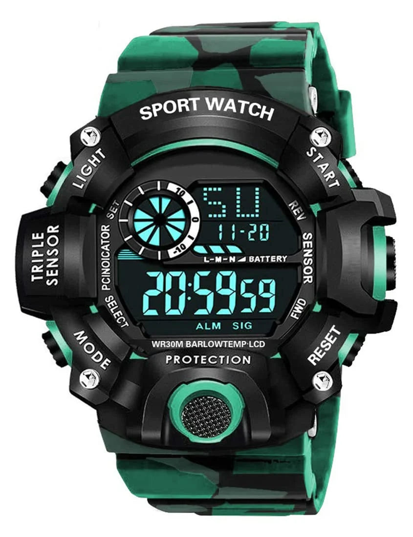 Blue Camo Digital Sports Watch with Black Case For Kids | Multi Colors