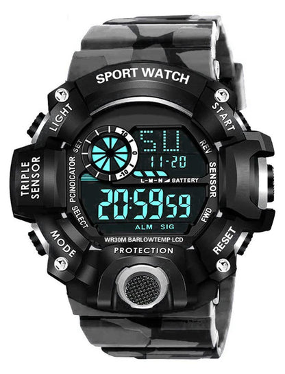 Black Camo Digital Sports Watch with Black Case For Kids