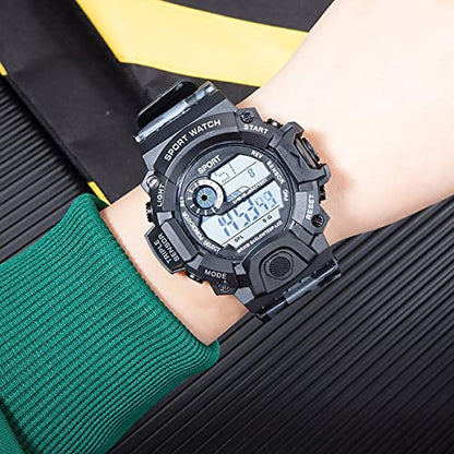 Black Camo Digital Sports Watch with Black Case For Kids