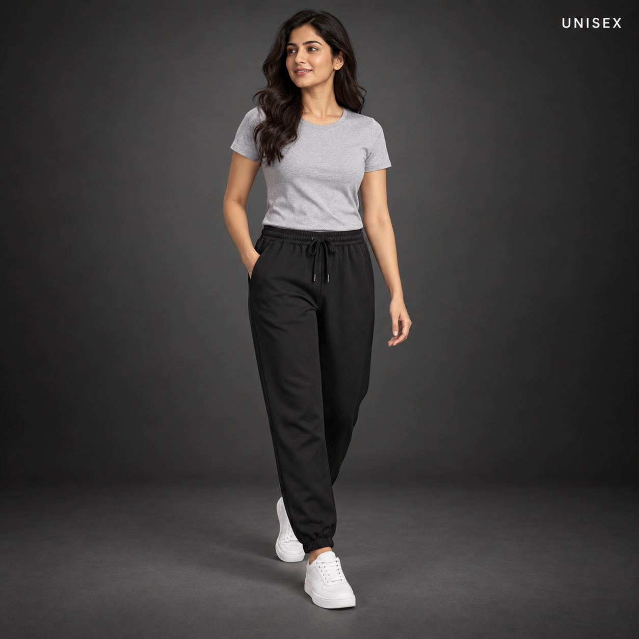 Unisex Premium Black Regular-Fit Sports Lower with Drawstring