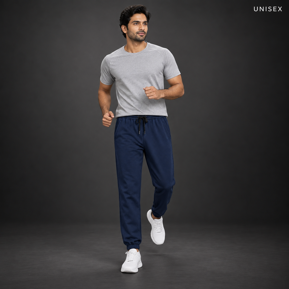 Unisex Premium Navy Blue Regular-Fit Sports Lower with Drawstring