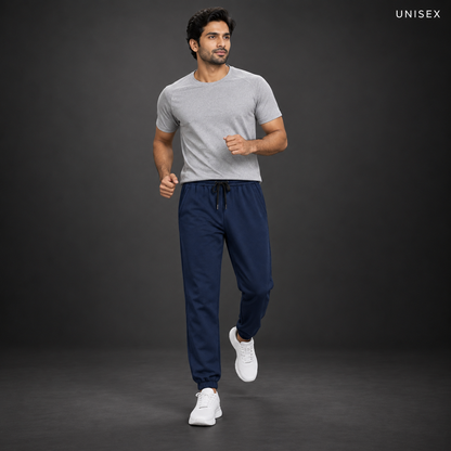 Unisex Premium Navy Blue Regular-Fit Sports Lower with Drawstring