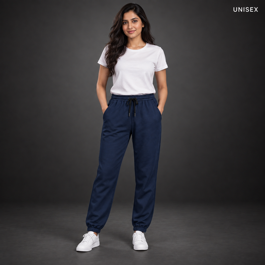 Unisex Premium Navy Blue Regular-Fit Sports Lower with Drawstring