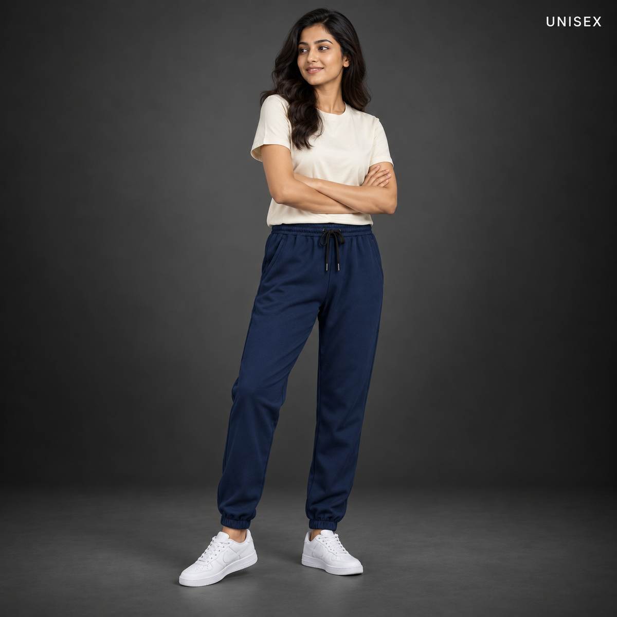 Unisex Premium Navy Blue Regular-Fit Sports Lower with Drawstring