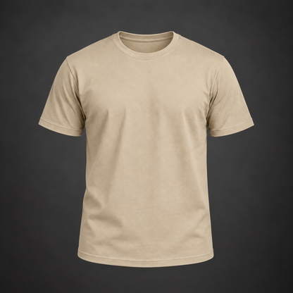Men’s Premium Beige Regular-Fit Round Neck T-Shirt
