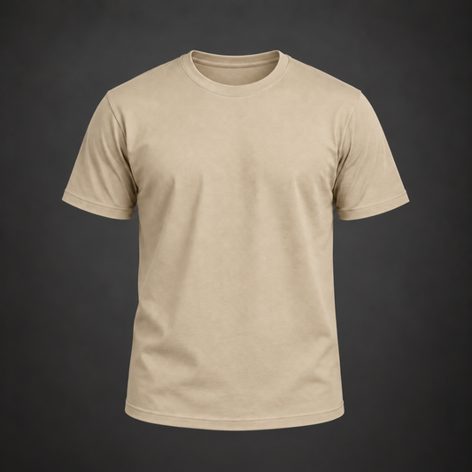 Men’s Premium Beige Regular-Fit Round Neck T-Shirt