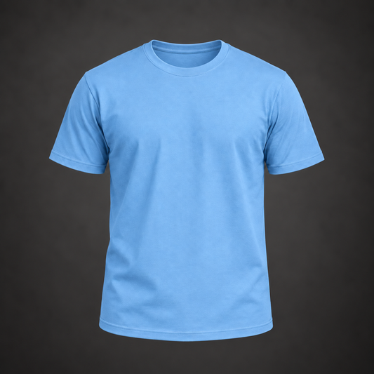 Men’s Premium Sky Blue Regular-Fit Round Neck T-Shirt