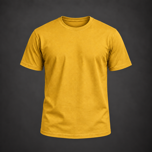 Men’s Premium Yellow Regular-Fit Round Neck T-Shirt