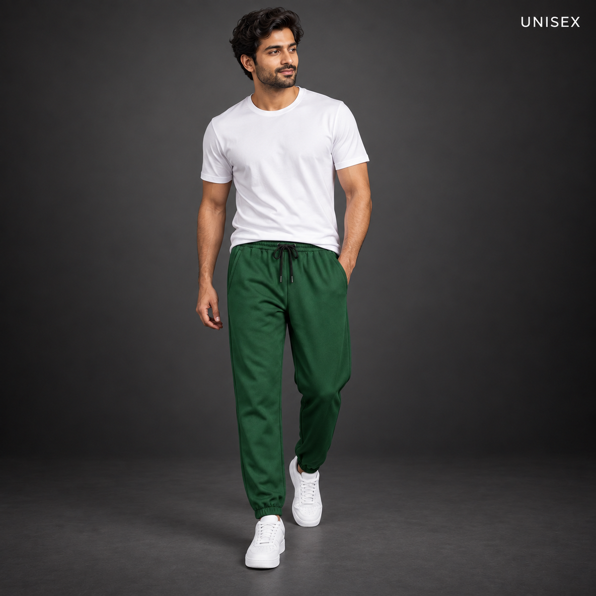 Unisex Premium Dark Green Regular-Fit Sports Lower