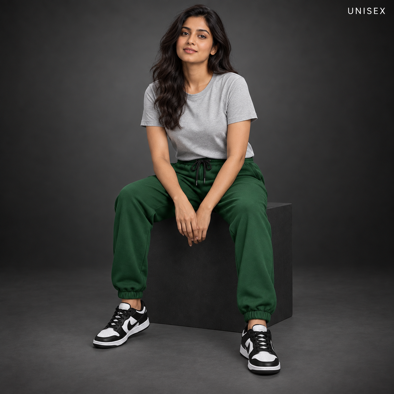 Unisex Premium Dark Green Regular-Fit Sports Lower