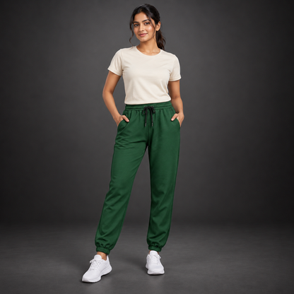 Unisex Premium Dark Green Regular-Fit Sports Lower