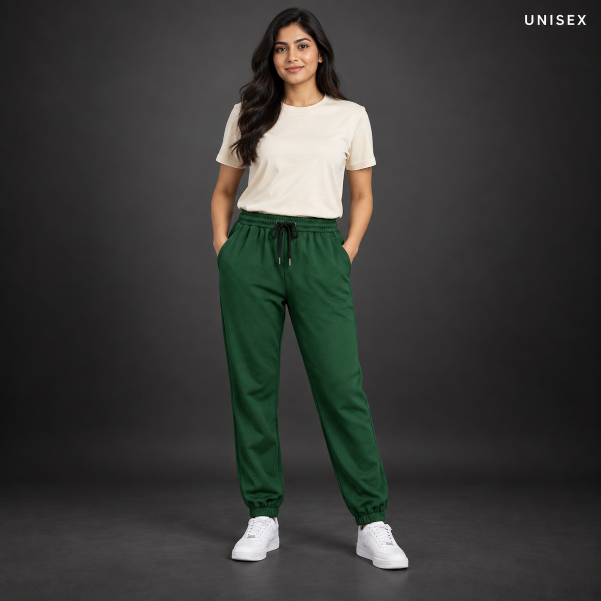 Unisex Premium Dark Green Regular-Fit Sports Lower