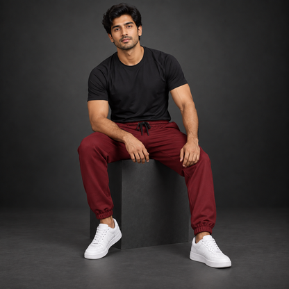 Unisex Premium Maroon Regular-Fit Sports Lower with Drawstring
