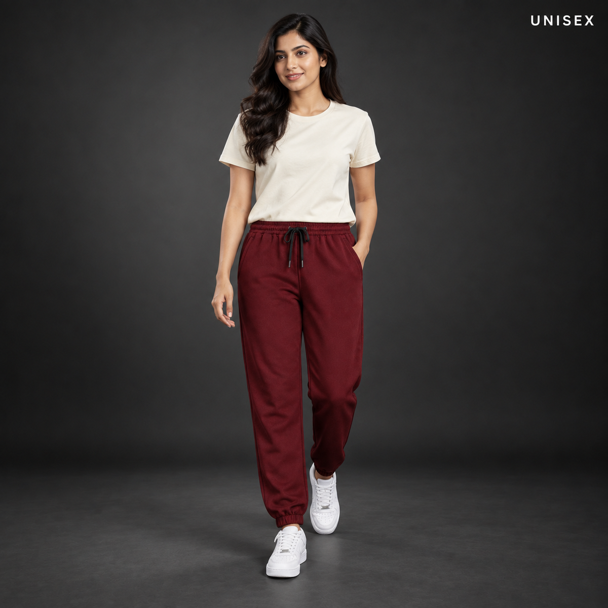 Unisex Premium Maroon Regular-Fit Sports Lower with Drawstring