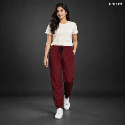 Unisex Premium Maroon Regular-Fit Sports Lower with Drawstring
