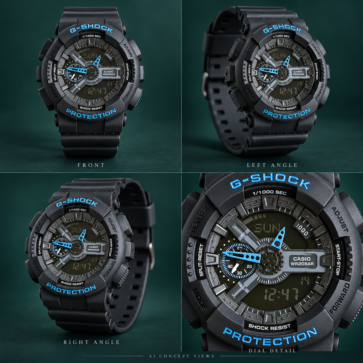 Black & Blue Analog-Digital Sports Style Watch