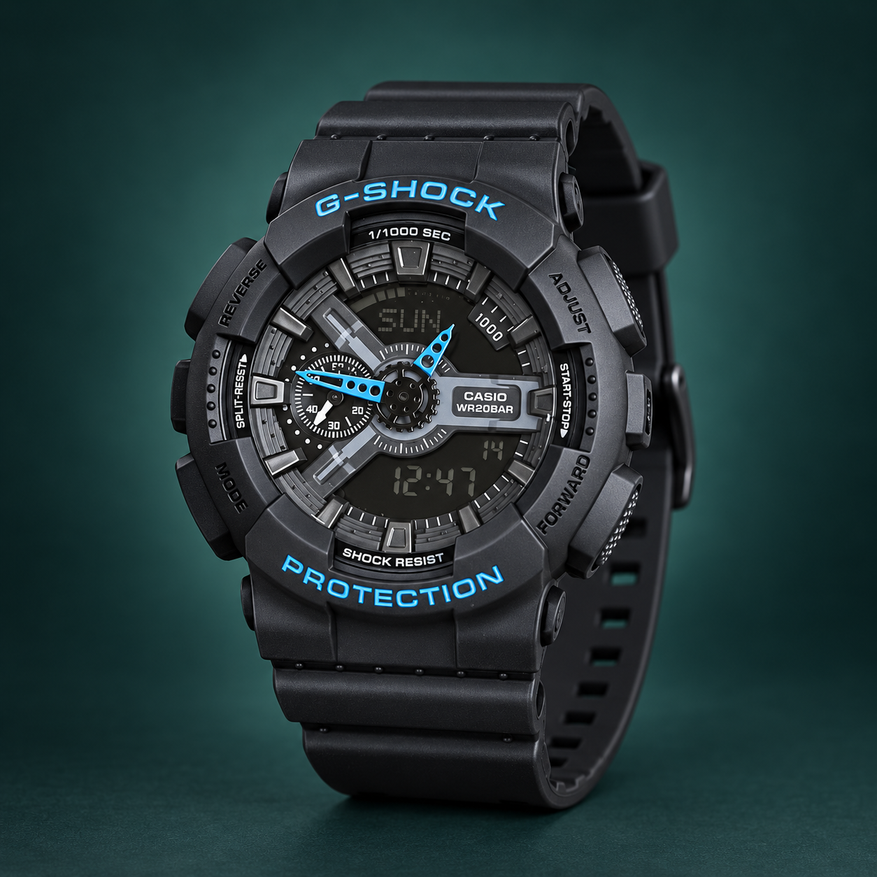 Black & Blue Analog-Digital Sports Style Watch