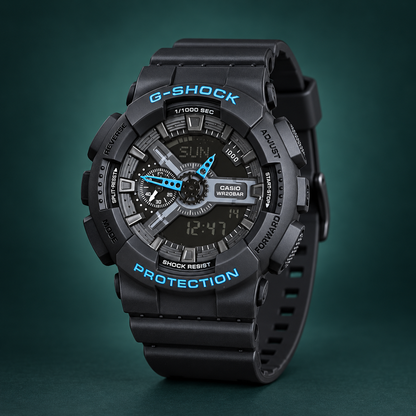Black & Blue Analog-Digital Sports Style Watch