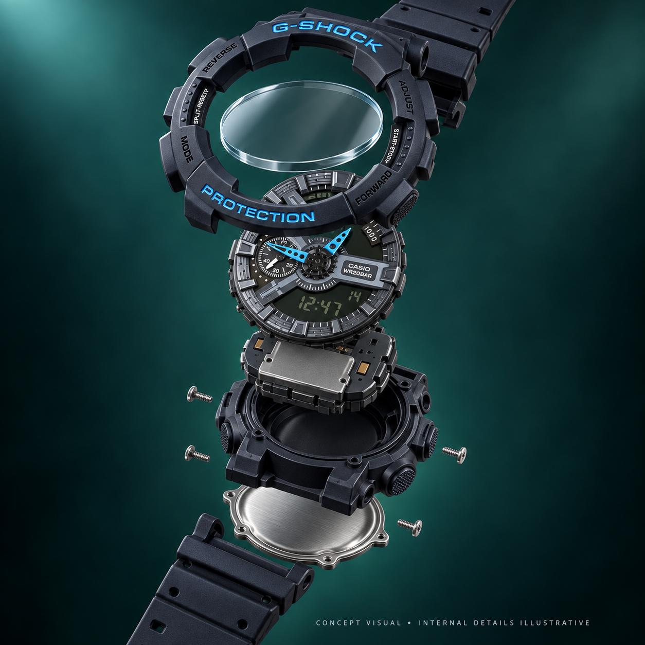 Black & Blue Analog-Digital Sports Style Watch